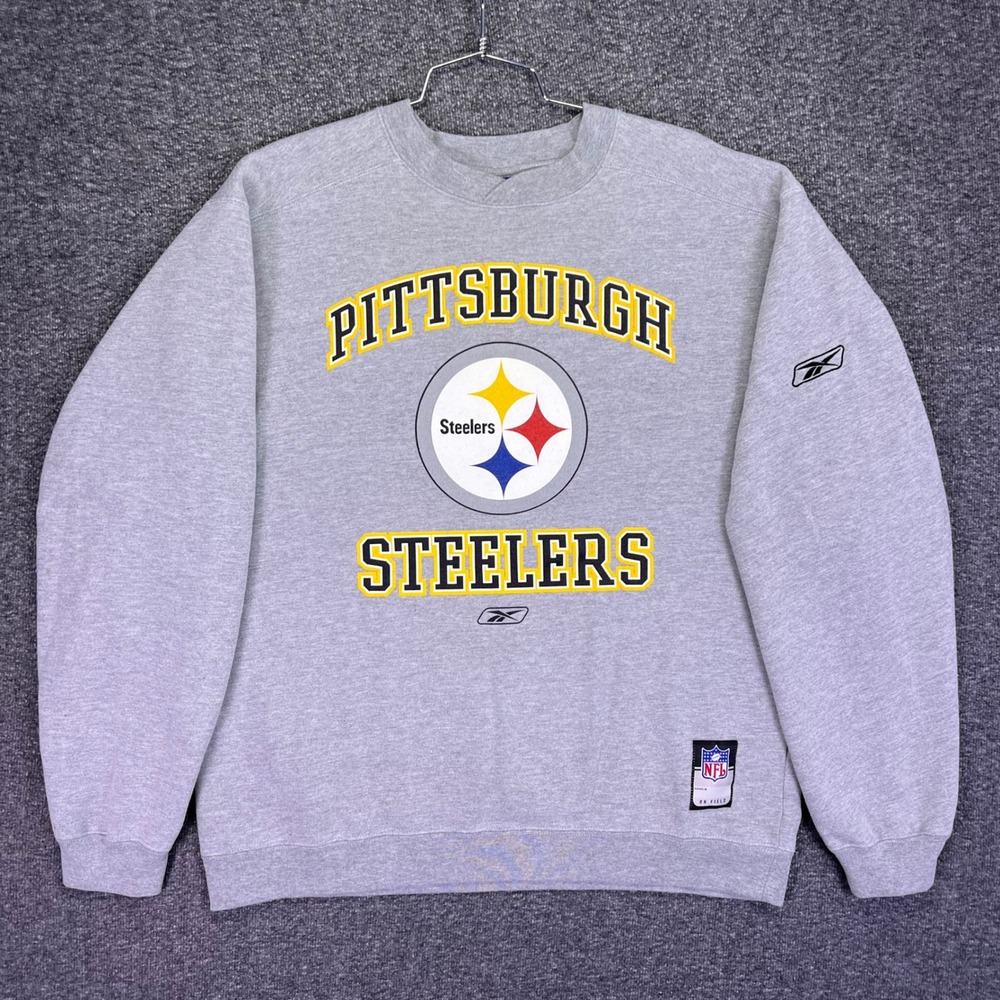 Reebok Pittsburgh Steelers Sweatshirt Mens M Gray Crewneck NFL Fan Gear Pullover